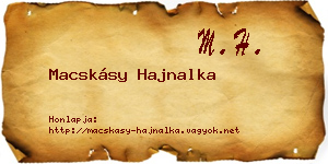 Macskásy Hajnalka névjegykártya